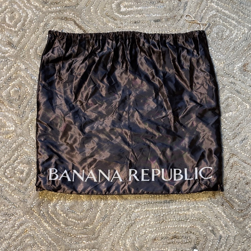 Banana Republic Black Satin Logo Drawstring Pouch